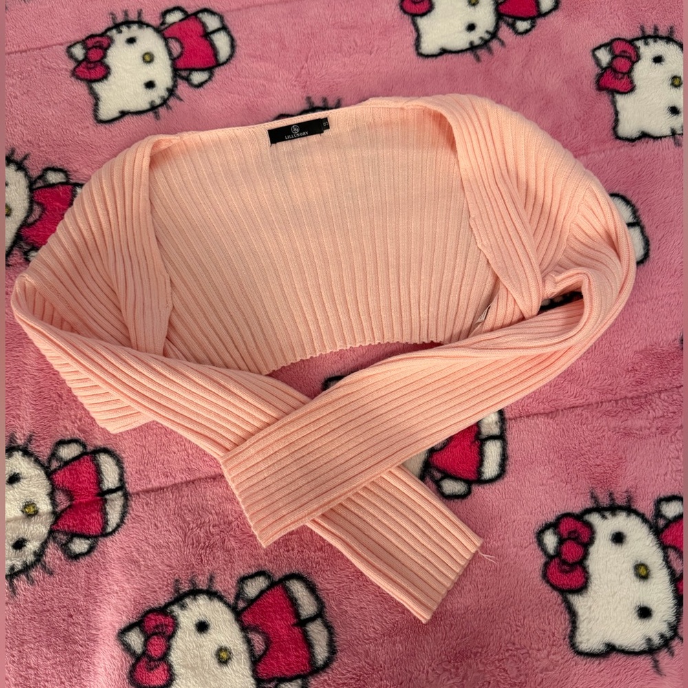 Pink Ribbed Women's Shrug